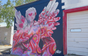 Mural art by Monty Welt, local Alpine, TX artist. Studio visit while traveling solo through desert.